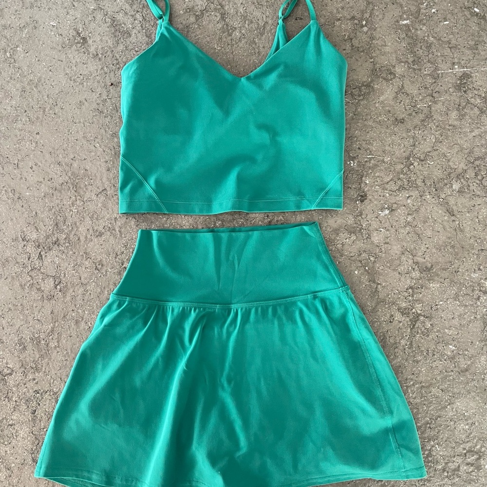 lululemon athletica Teal Crop Tank and Skirt Set